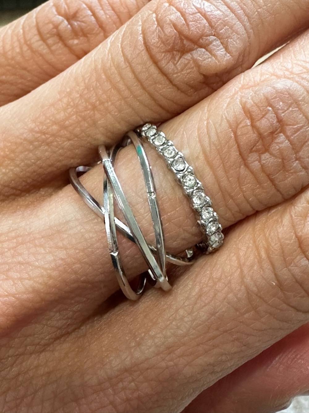 Silver dainty ring set